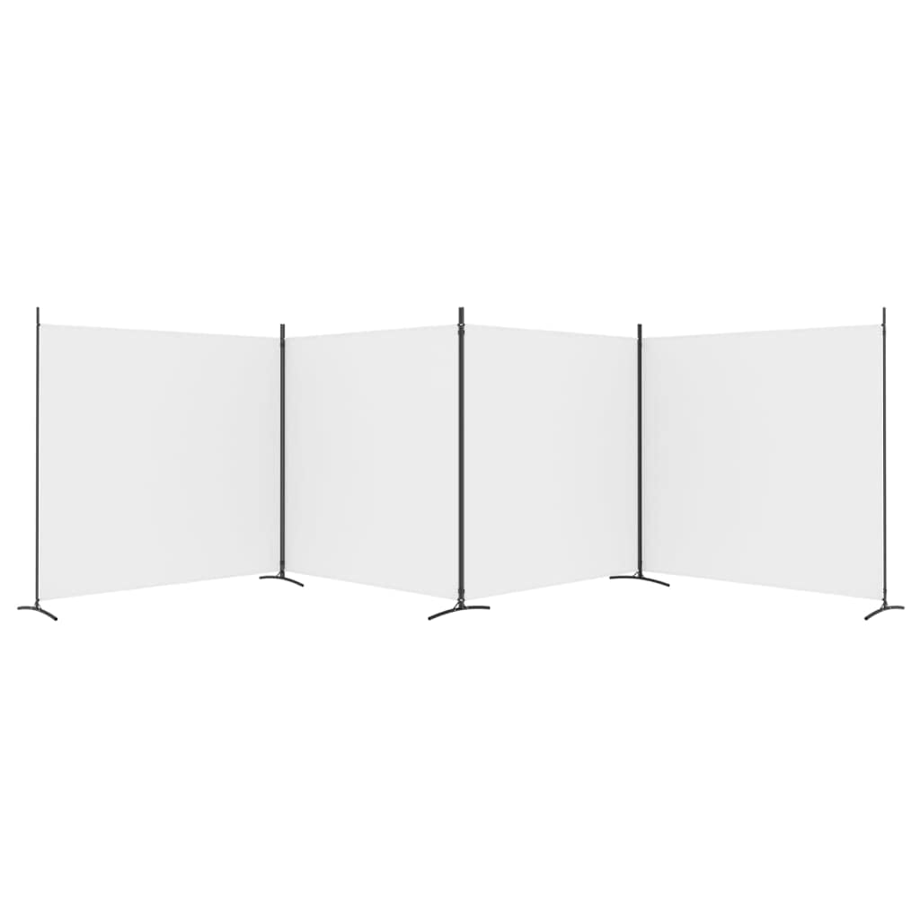 White 4-Panel Fabric Room Divider – Approx. 348 × 180cm