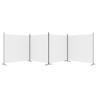 White 4-Panel Fabric Room Divider – Approx. 348 × 180cm
