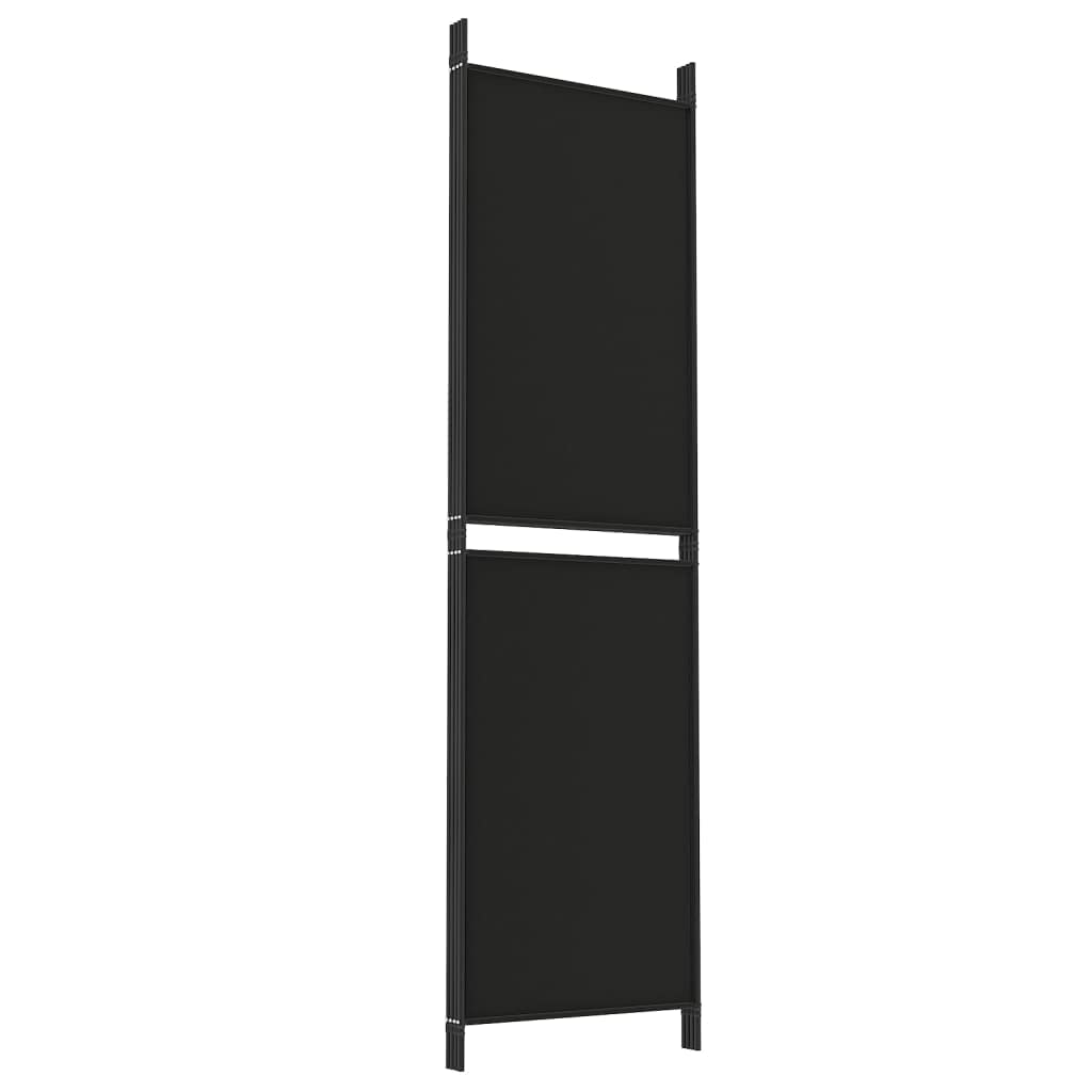 200 × 180 cm 4-Panel Black Fabric Room Divider