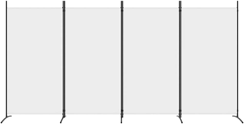 4-Panel Room Divider Living Room Bedroom Partition Privacy Protection Screen Room Separator Folding Dressing Wall White Fabric