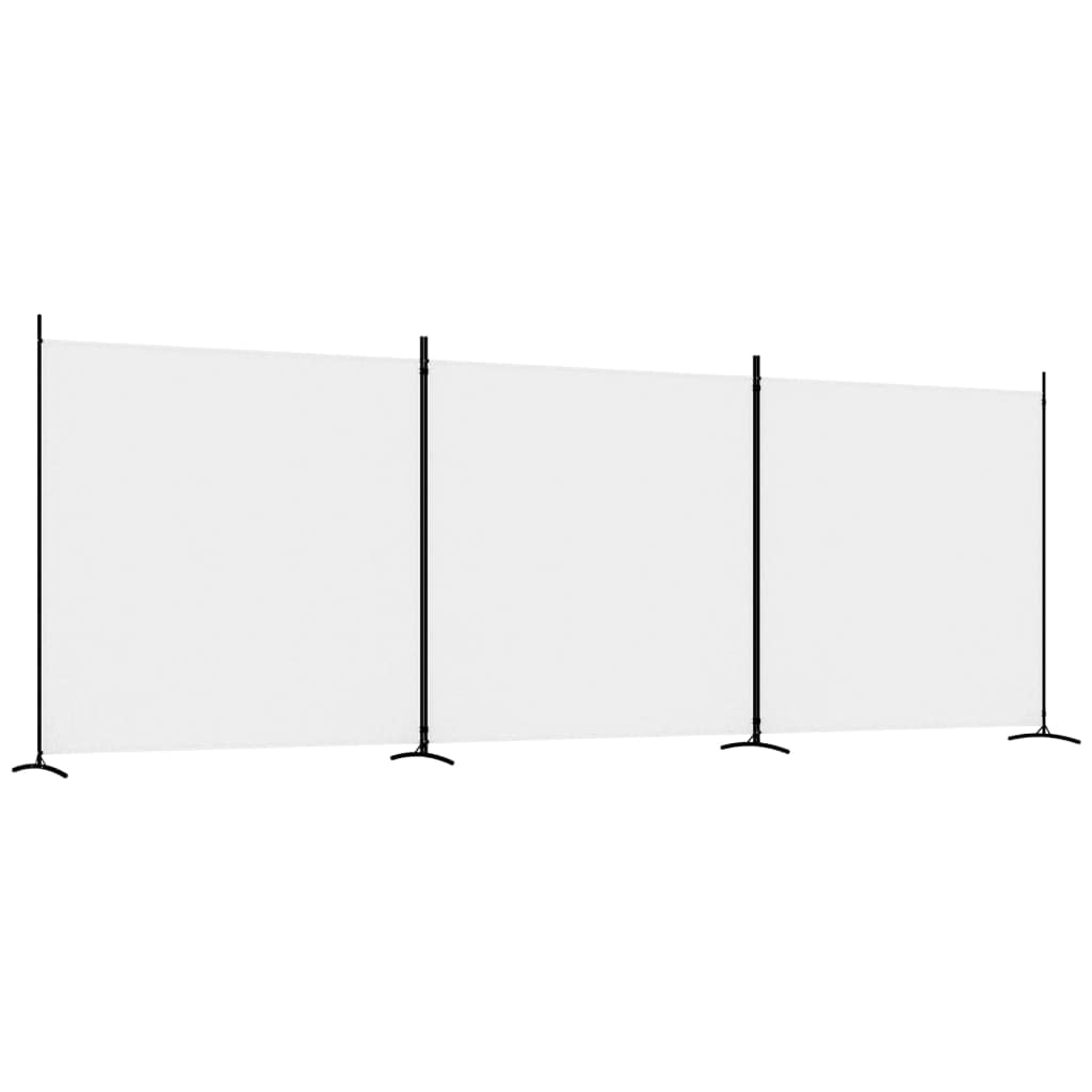 White 3-Panel Fabric Room Divider – 525 × 180cm