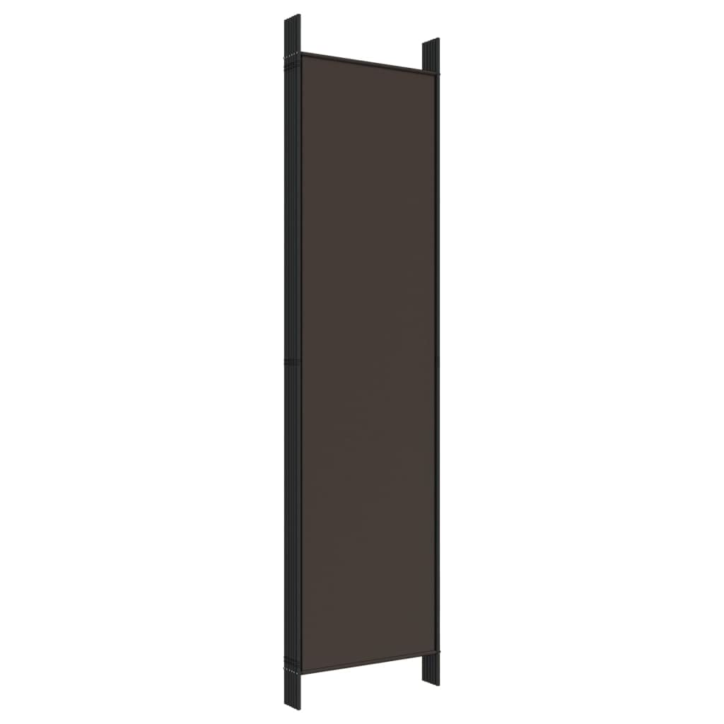 6-Panel Brown Fabric Folding Room Divider
