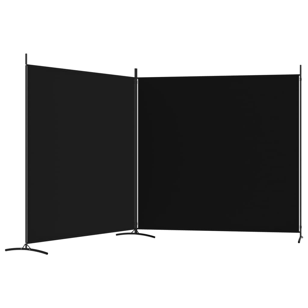 Black 2-Panel Fabric Room Divider – Approx. 348 × 180cm