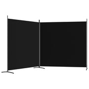 Black 2-Panel Fabric Room Divider – Approx. 348 × 180cm