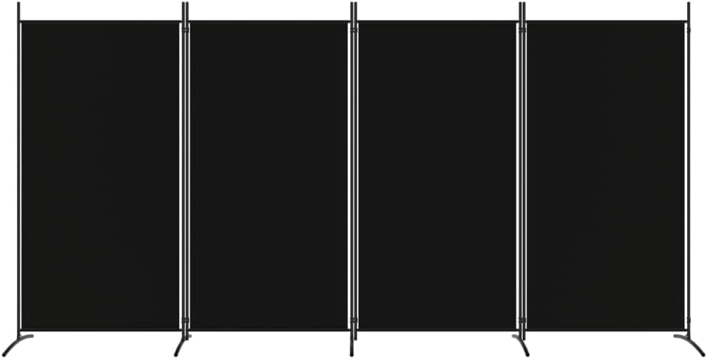 346 × 180 cm 4-Panel Black Fabric Room Divider