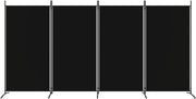 346 × 180 cm 4-Panel Black Fabric Room Divider