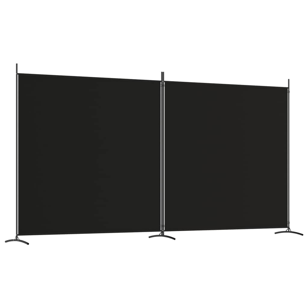 Black 2-Panel Fabric Room Divider – Approx. 348 × 180cm