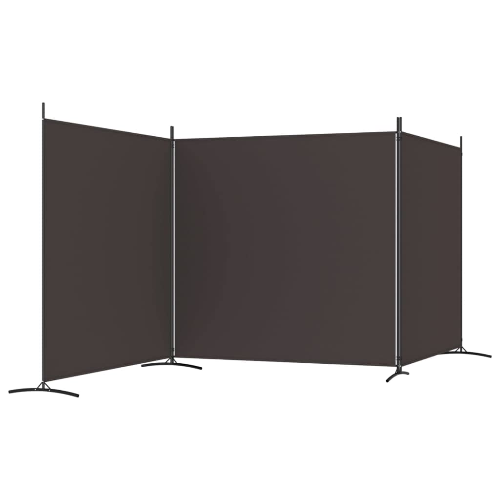 Brown 3-Panel Fabric Room Divider – 525 × 180cm