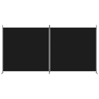 Black 2-Panel Fabric Room Divider – Approx. 348 × 180cm