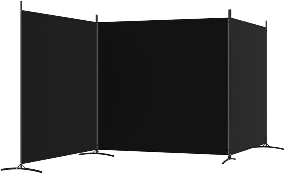Black 3-Panel Fabric Room Divider – 525 × 180cm