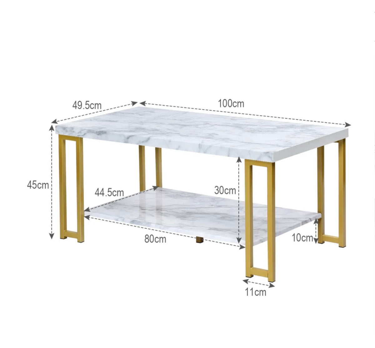 Rectangular Marble-Print Coffee Table