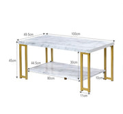Rectangular Marble-Print Coffee Table