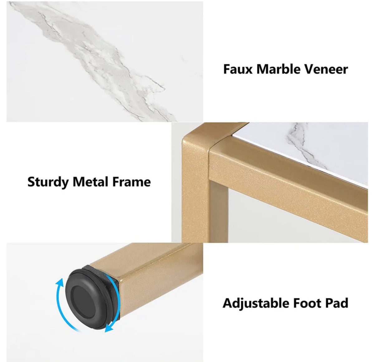 4-Tier Faux-Marble Console Table – Gold