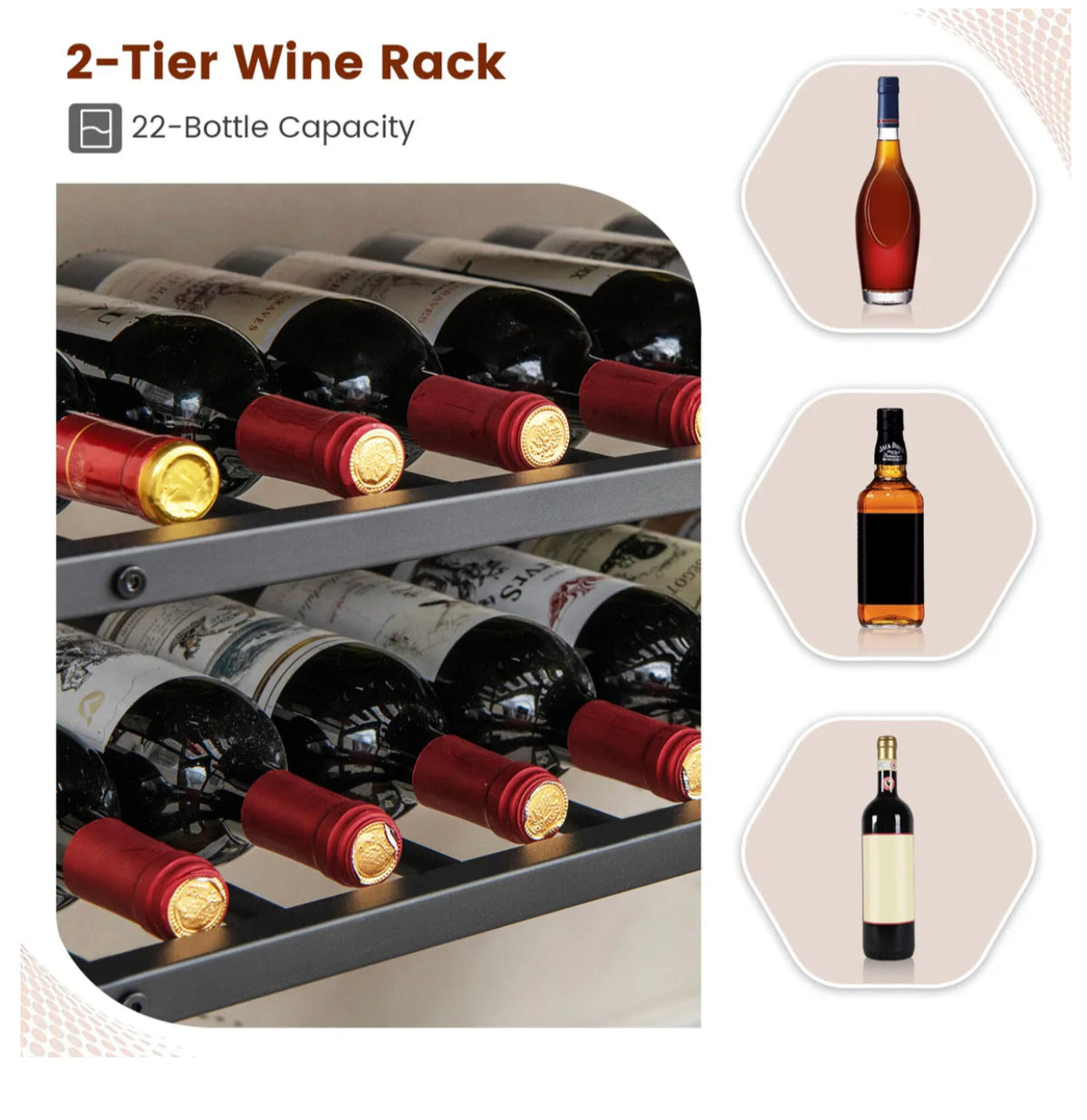 Freestanding Bar Cabinet with 2 Wine Racks