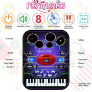 2-in-1 Music Playmat with Drum & Keyboard Piano Combo