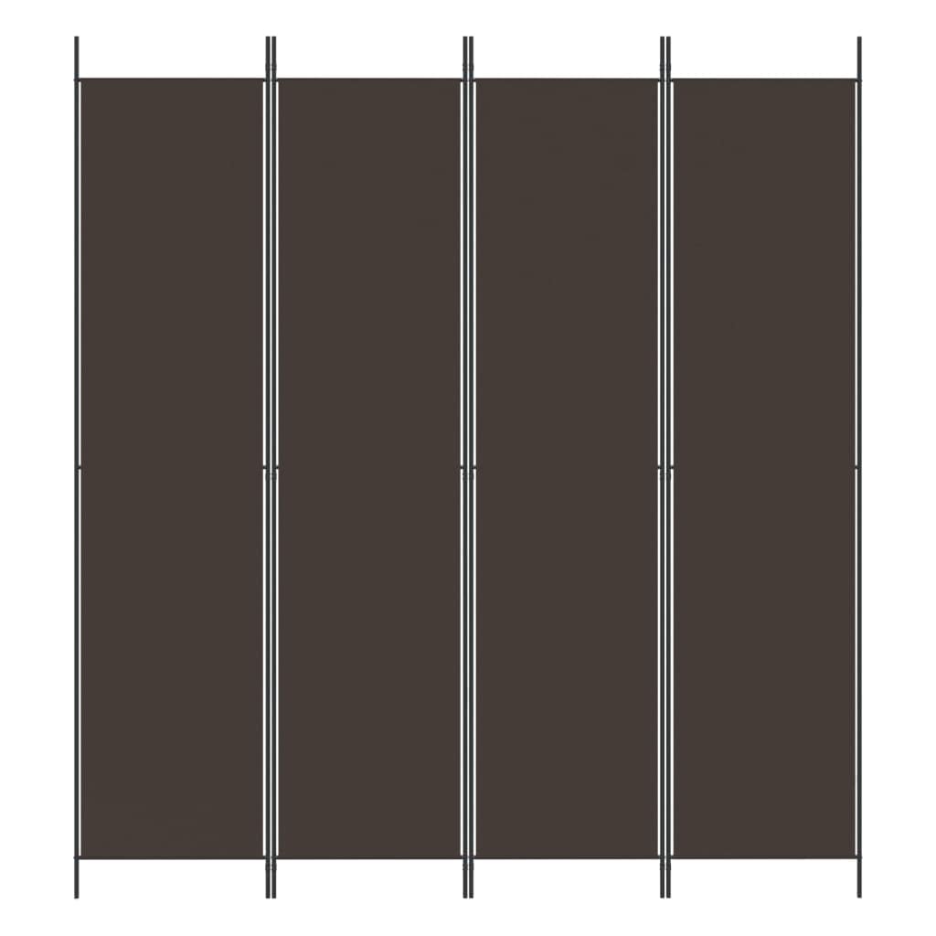 200 × 220 cm 4-Panel Brown Fabric Room Divider