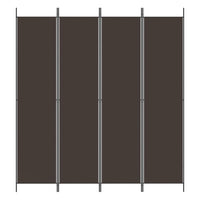 200 × 220 cm 4-Panel Brown Fabric Room Divider