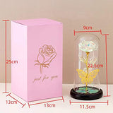 Glass Preserved Eternal Rose, Birthday Gifts for Women, Artificial Colorful Rose with Led Light, Beauty and The Beast Dome, Mother's Day Birthday Gifts from Daughter （Red）