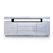 160 cm High-Gloss White Sideboard with 2 Doors & 3 Drawers