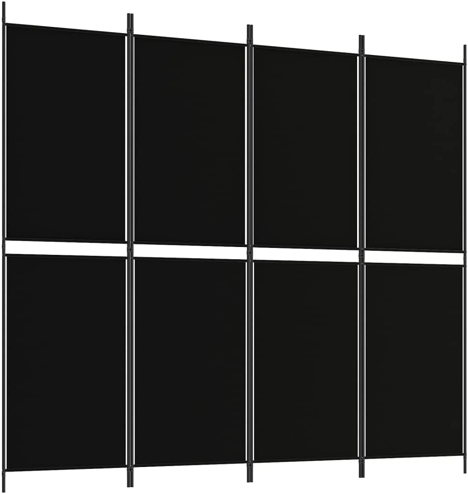 200 × 180 cm 4-Panel Black Fabric Room Divider