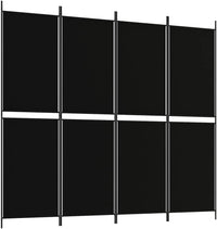 200 × 180 cm 4-Panel Black Fabric Room Divider