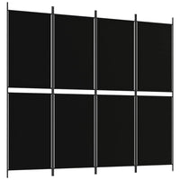 200 × 180 cm 4-Panel Black Fabric Room Divider
