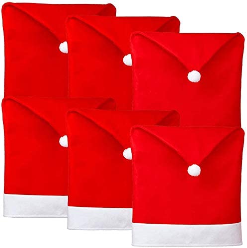 6-Pack Santa Hat Christmas Dining Chair Covers