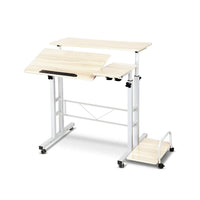 Mobile Adjustable Laptop Desk with Tilting Panel & Sideboard