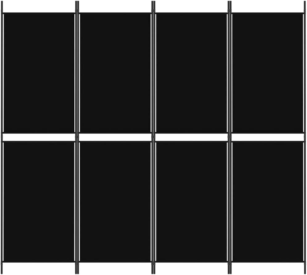 200 × 180 cm 4-Panel Black Fabric Room Divider