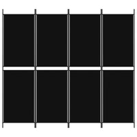 200 × 180 cm 4-Panel Black Fabric Room Divider