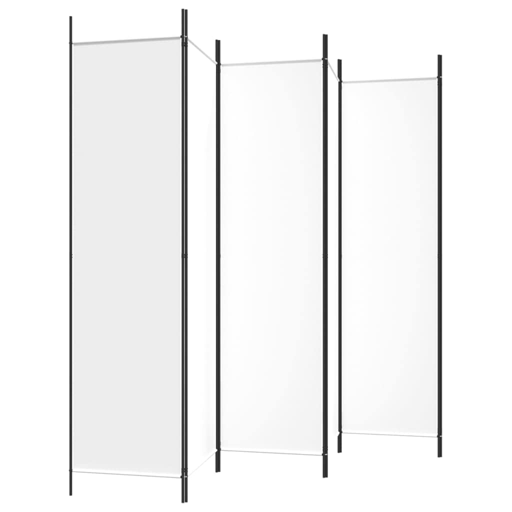 White 6-Panel Folding Fabric Room Divider