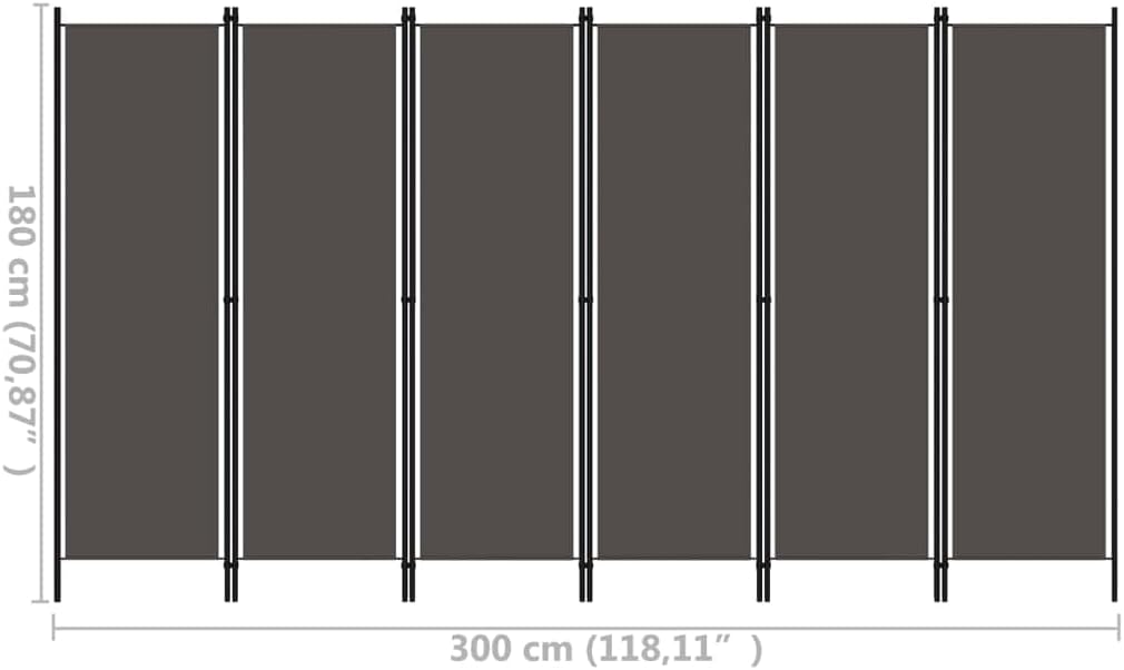 300 × 180 cm 6-Panel Fabric Room Divider – Anthracite