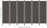 300 × 180 cm 6-Panel Fabric Room Divider – Anthracite