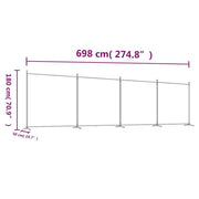 White 4-Panel Fabric Room Divider – Approx. 348 × 180cm