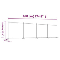 White 4-Panel Fabric Room Divider – Approx. 348 × 180cm