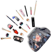 Portable Lazy Drawstring Makeup Bag Travel Cosmetic Bag Pouch Toiletry Organizer Waterproof Large for Women and Girls (Flower)