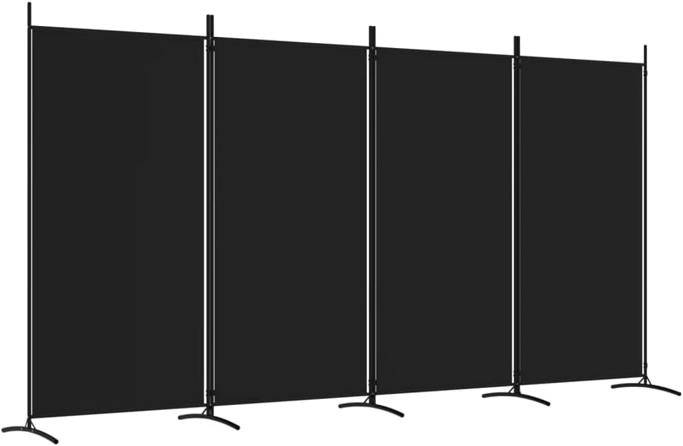346 × 180 cm 4-Panel Black Fabric Room Divider