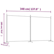 Black 2-Panel Fabric Room Divider – Approx. 348 × 180cm