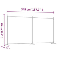Black 2-Panel Fabric Room Divider – Approx. 348 × 180cm