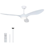52inch Ceiling Fan with Lights Remote Control, Pure White, Silent Motor for Bedroom,Living Room, Office, Basement, Kitchen, Dining Room 3 Blades