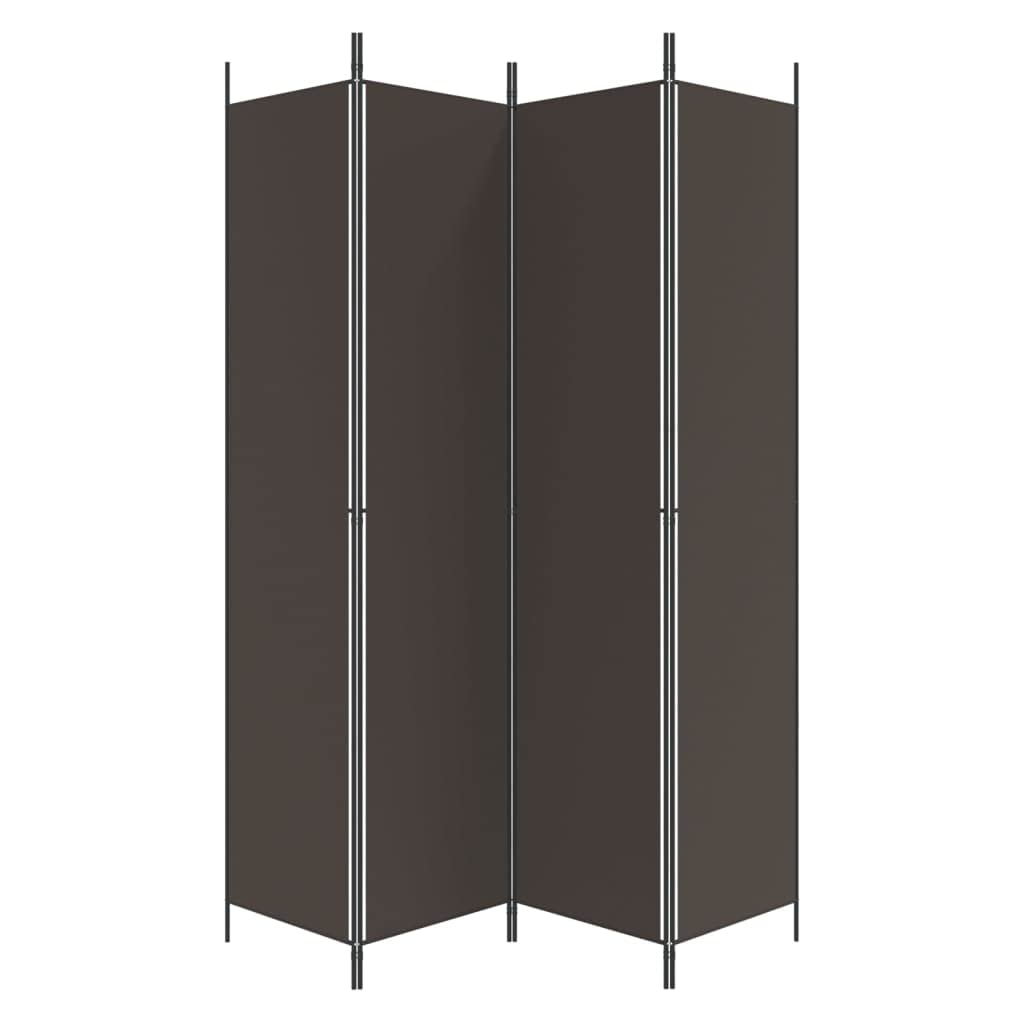 200 × 220 cm 4-Panel Brown Fabric Room Divider