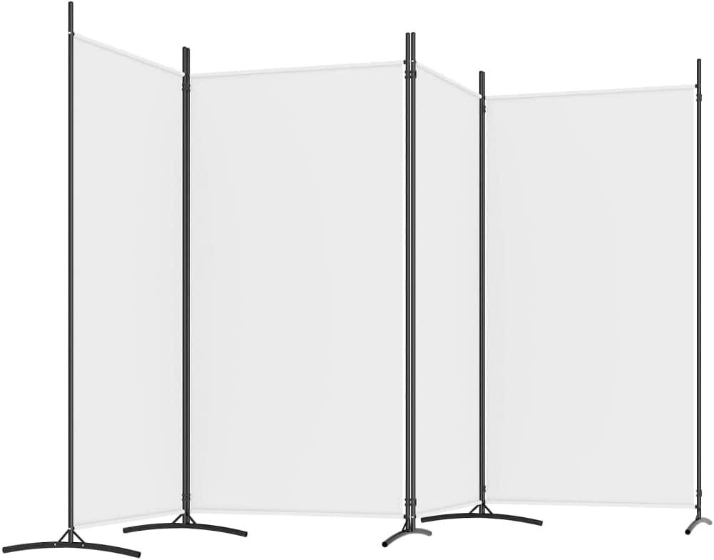 346 × 180 cm 4-Panel White Fabric Room Divider