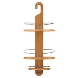 Bathroom Bamboo Shower Caddy Stainless Steel with Hang Hook Shower Organiser