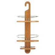 Bathroom Bamboo Shower Caddy Stainless Steel with Hang Hook Shower Organiser