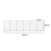 282 × 80 cm White Folding Wooden Pet Gate
