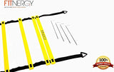 Speed and AGILITY LADDER Training Equipment by F1TNERGY - Orange 12 Rung Ladder FREE Carrying BAG + 10 Speed CONES (5 Orange + 5 Yellow) + 4 Pegs &amp; D-Rings - SOCCER TRAINING Football Gear Hockey Mask