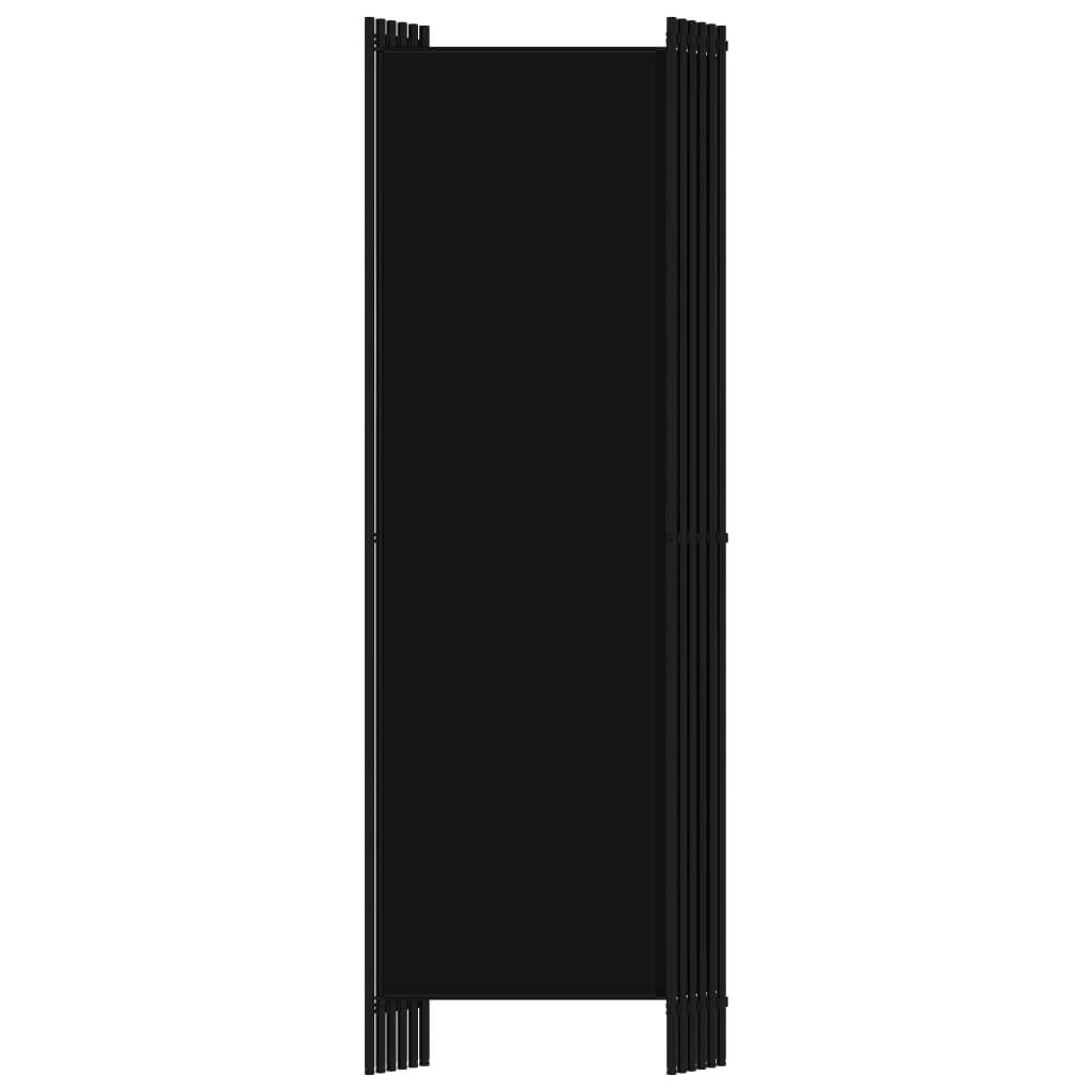 300 × 180 cm 6-Panel Black Fabric Room Divider