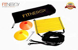 Speed and AGILITY LADDER Training Equipment by F1TNERGY - Orange 12 Rung Ladder FREE Carrying BAG + 10 Speed CONES (5 Orange + 5 Yellow) + 4 Pegs &amp; D-Rings - SOCCER TRAINING Football Gear Hockey Mask