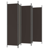 6-Panel Brown Fabric Folding Room Divider