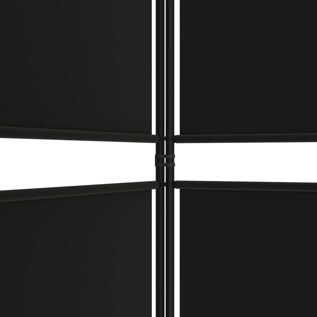 200 × 180 cm 4-Panel Black Fabric Room Divider